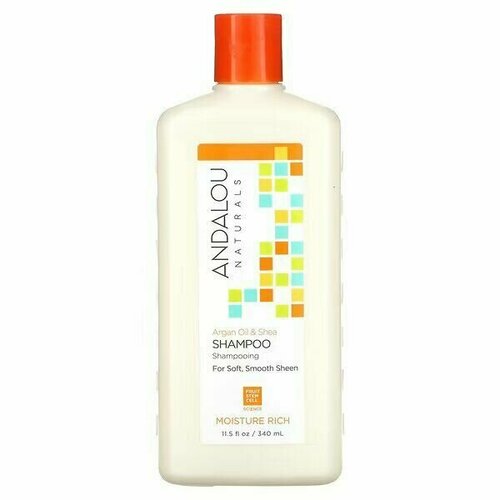 Andalou Naturals Шампунь глубокое увлажнение для мягкости гладкости и блеска Аргановое масло и масло ши 340 мл 2800₽