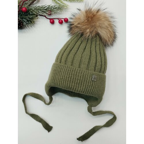 фото Шапка мой ангелок пирамидка, размер 1-3 года (47-50), хаки