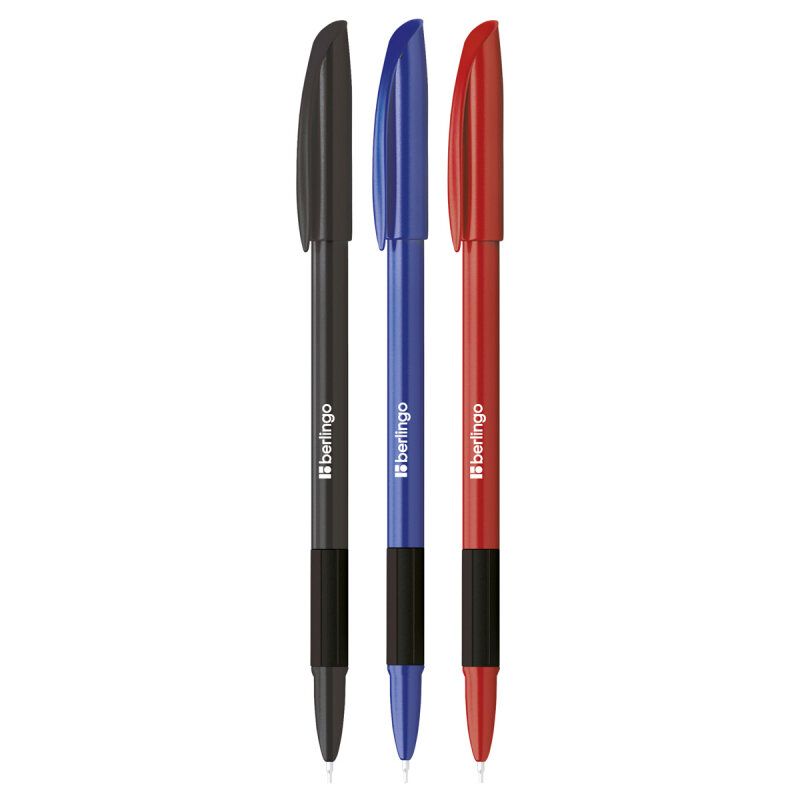 Ручка шариковая Berlingo "Metallic Pro" синяя, 0.7 мм, грип