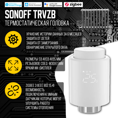 Термостатический клапан SONOFF TRVZB - ZigBee координатор стик sonoff zbdongle e usb dongle plus zigbee