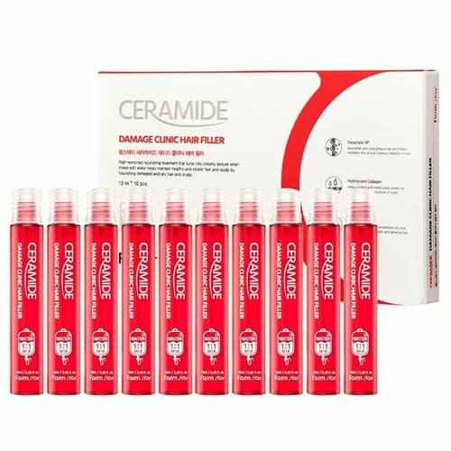 Филлер для волос восстанавливающий с керамидами Ceramide Damage Clinic Hair Filler 13 мл - 10 шт филлер маска восстанавливающая для волос 10 1 adelline miracle hair filler 10 мл