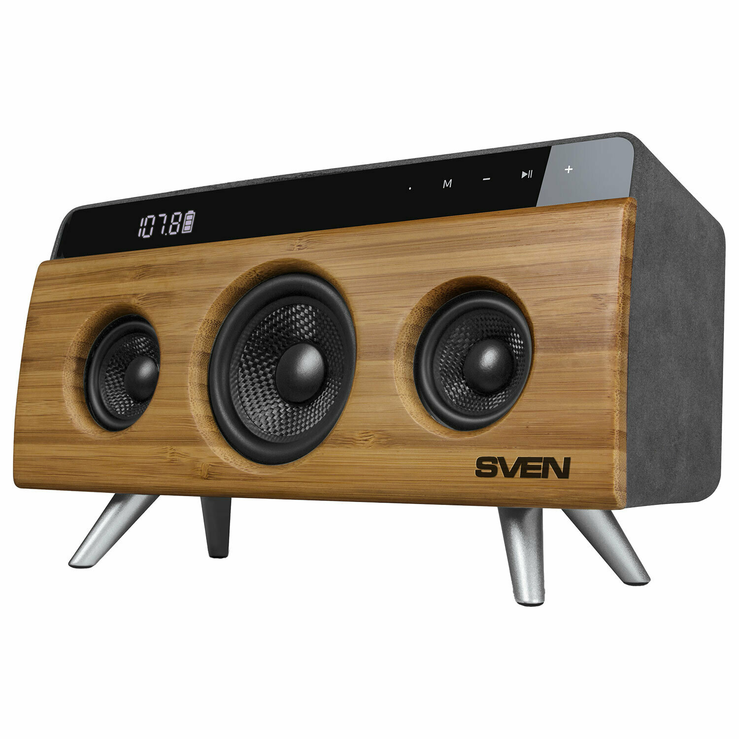 Колонка портативная Sven HA-930, 2.0, 30 Вт, Bluetooth, FM, USB, LED-дисплей, бамбук