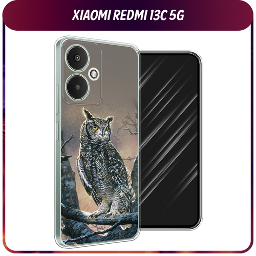 Силиконовый чехол на Xiaomi Redmi 13C 5G/13R 5G/Poco M6 5G / Сяоми Редми 13C 5G/13R 5G/Поко М6 5G Сова арт 5 силиконовый чехол маленькие ромашки на xiaomi redmi 13c 5g сяоми редми 13c 5g