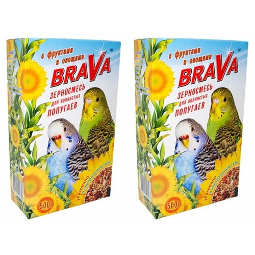 BraVa Корм для волнистых попугаев Фрукты+овощи, 500 г, 2 уп pinny pinny зерновая смесь для волнистых попугаев 1 кг