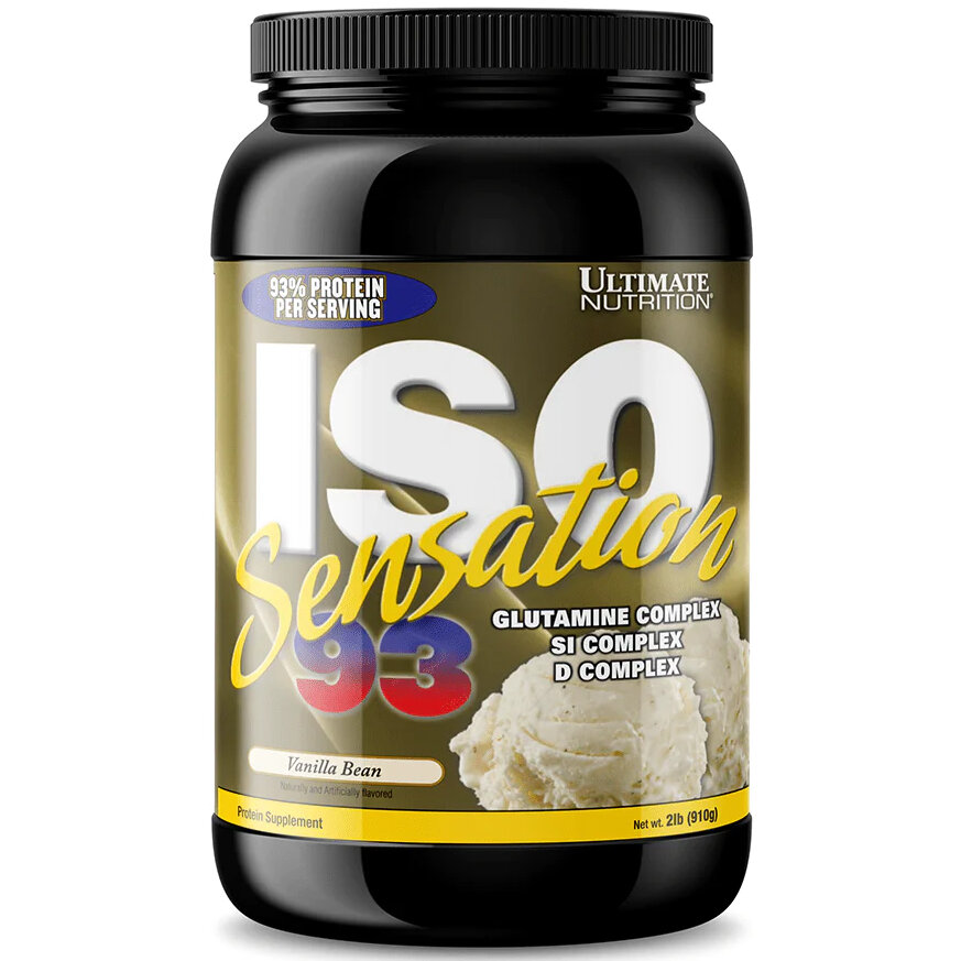 Изолят сывороточного белка Ultimate Nutrition Iso Sensation 93, 910 г (2lb), ванильные бобы