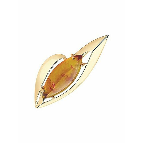 Брошь The Jeweller, серебро, 925 проба, золочение, янтарь синтетический