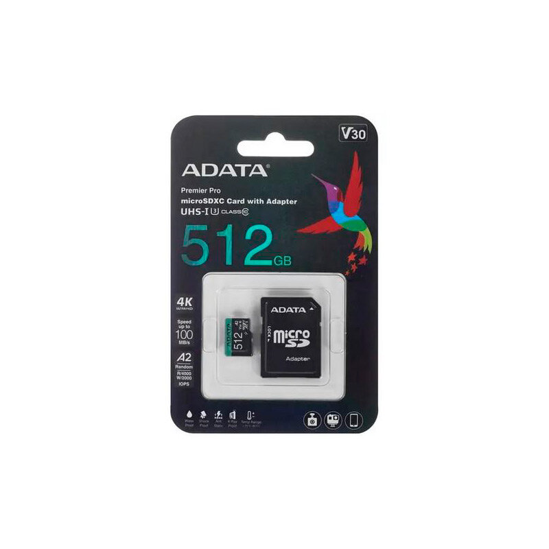 Карта памяти microSDHC 512ГБ Class10 A-Data Premier Pro (ausdx512gui3v30sa2-ra1) - фото №10