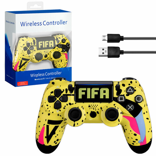 Беспроводной джойстик (геймпад) для PS4, FIFA Желтый / Bluetooth №2 аксессуар ps4 sony dualshok 4 беспроводной геймпад кхл трактор