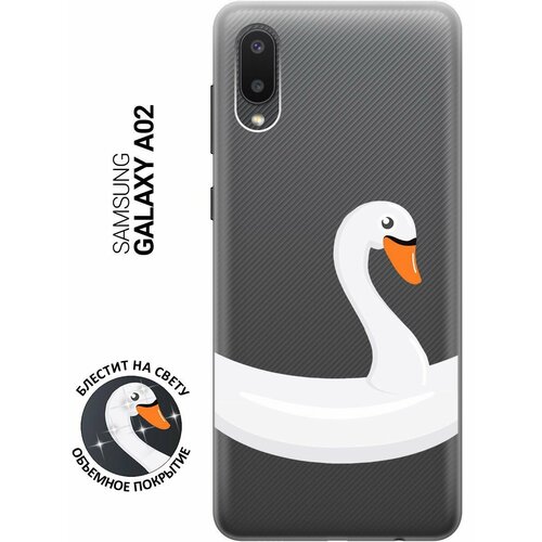 Силиконовый чехол на Samsung Galaxy A02, Самсунг А02 с 3D принтом Swan Swim Ring прозрачный силиконовый чехол на samsung galaxy a02 самсунг а02 silky touch premium с принтом swan swim ring голубой