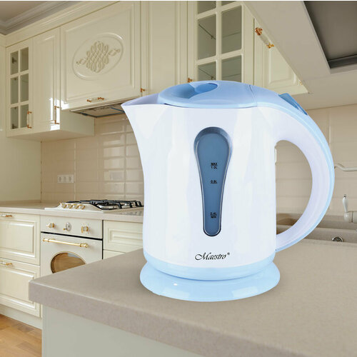 Чайник Maestro MR-028-BLUE белыйголубой пластик 1 литр 227900₽