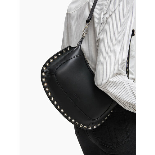 Сумка хобо Lera Nena, фактура гладкая, чёрный