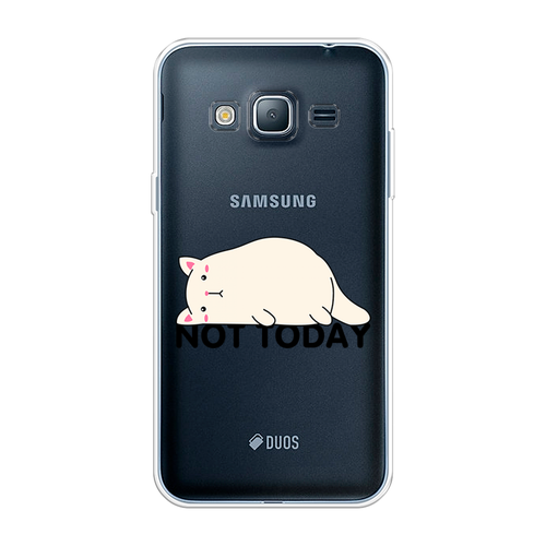 Силиконовый чехол на Samsung Galaxy J3 2016 / Самсунг Галакси J3 2016 Cat not today, прозрачный samsung galaxy j3 2016 рифленый чехол на смартфона