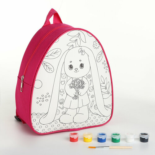 Рюкзак детский Зайчик с букетом, 23*20,5 см, отдел на молнии сумка зайчик с букетом мимозы фиолетовый