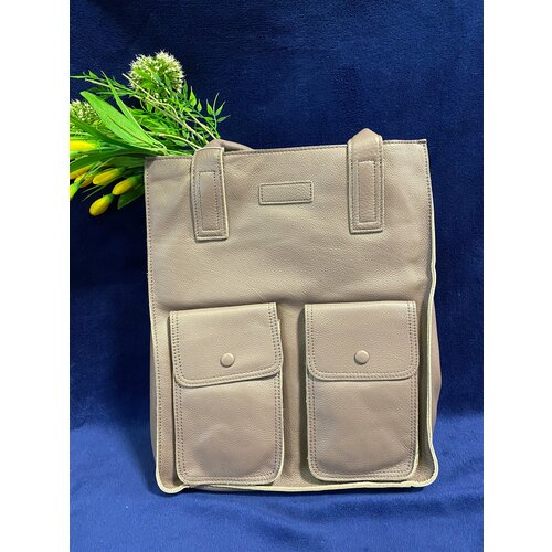 Сумка шоппер , фактура матовая, гладкая, красный, коричневый