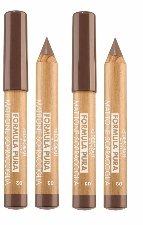 Карандаш для бровей Deborah Milano, Formula Pura Chubby Eyebrow Pencil, тон 02, 2,3 г, 2 шт.