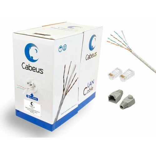 Кабель витая пара Cabeus (7171c) UTP-4P-CAT.5E-SOLID-GY CU (медь) 4х2х24AWG / Серый - 20м