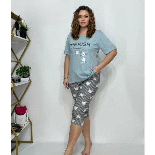 Комплект , размер 54, голубой, серый