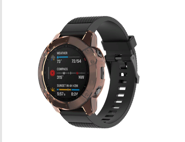 Защитный бампер-чехол MyPads из тончайшего и прочного силикона для Garmin Fenix 6X Pro/ 6X с противоударными свойствами оранжевый