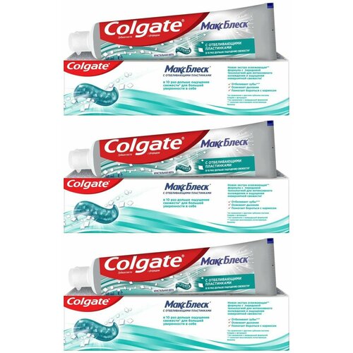 Colgate Зубная паста Макс Блеск, Кристальная мята, 100 мл, 3 шт зубная паста отбеливающая colgate макс блеск 100 мл