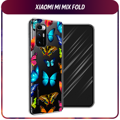 Силиконовый чехол на Xiaomi Mi Mix Fold / Сяоми Ми Микс Фолд Разные бабочки, прозрачный