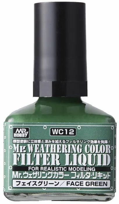 Смывка фильтр MR.HOBBY Mr.Weathering Color FILTER LIQUID Face Green, зеленый, WC12