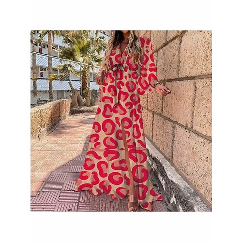 фото Платье размер onesize, красный, бежевый модный сочи