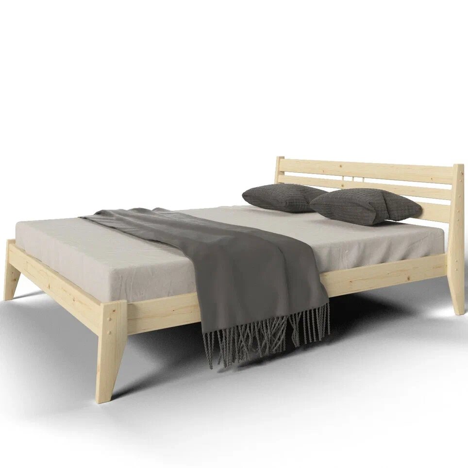 Кровать полутороспальная 1200х2000 из массива дерева в Скандинавском стиле