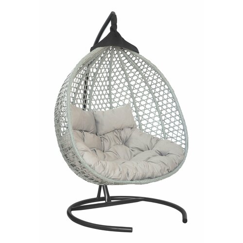 Подвесное двухместное кресло-кокон фиджи серый (светло-серая подушка)