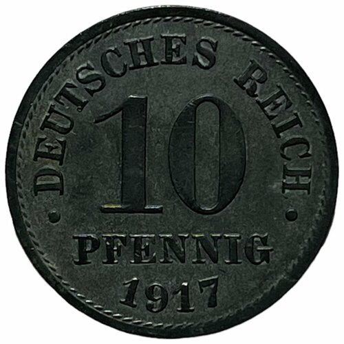 Германская Империя 10 пфеннигов 1917 г. (Лот №2) германская империя 1 2 марки 1917 г a