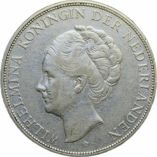 Монета 2 1/2 гульдена 1929 Нидерланды ланди 1 2 паффина 1929 г