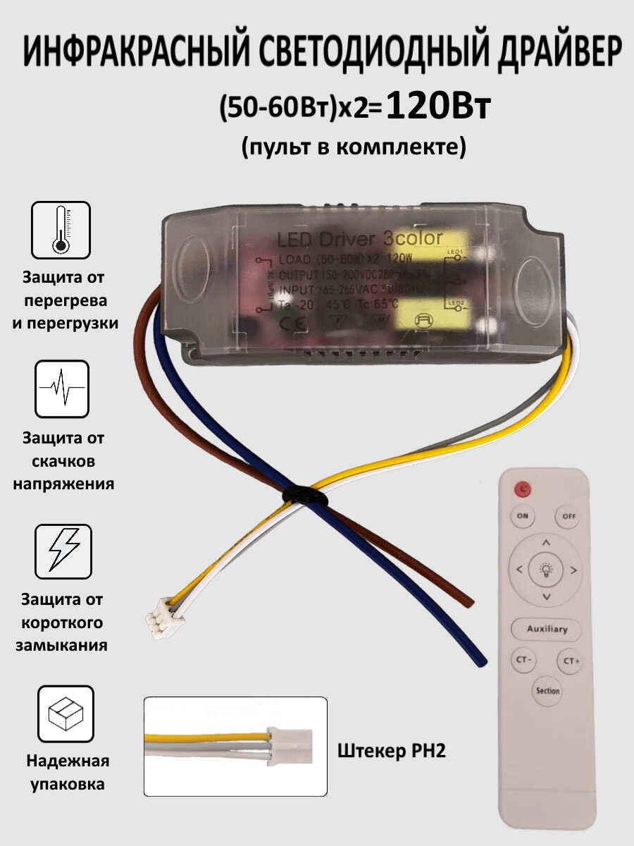 Блок питания на 120Вт для светильников с пультом