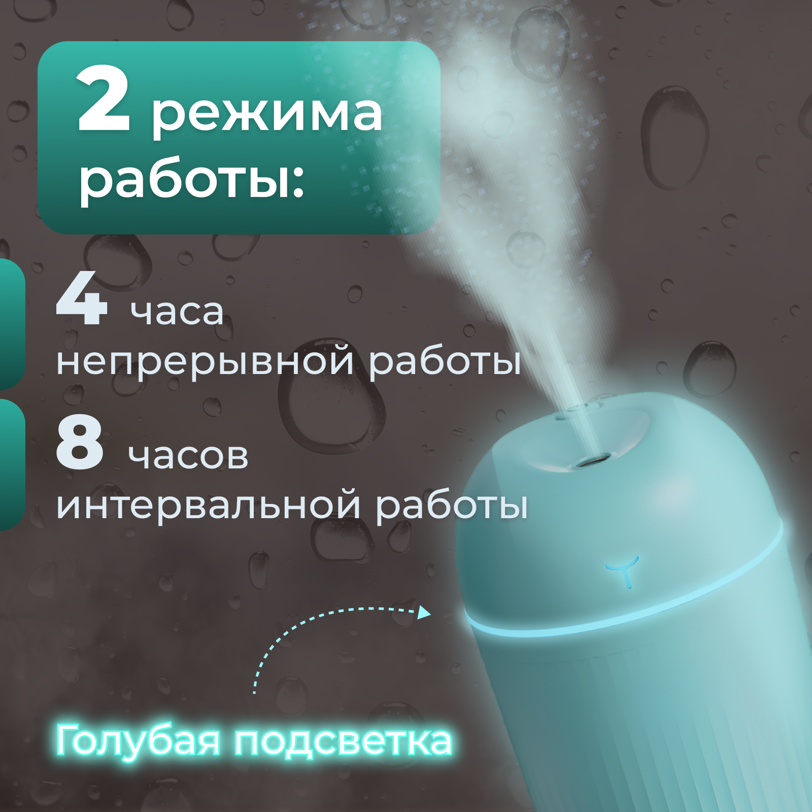 Мини-увлажнитель воздуха, ультразвуковой, питание от USB, ментоловый цвет — фото 1