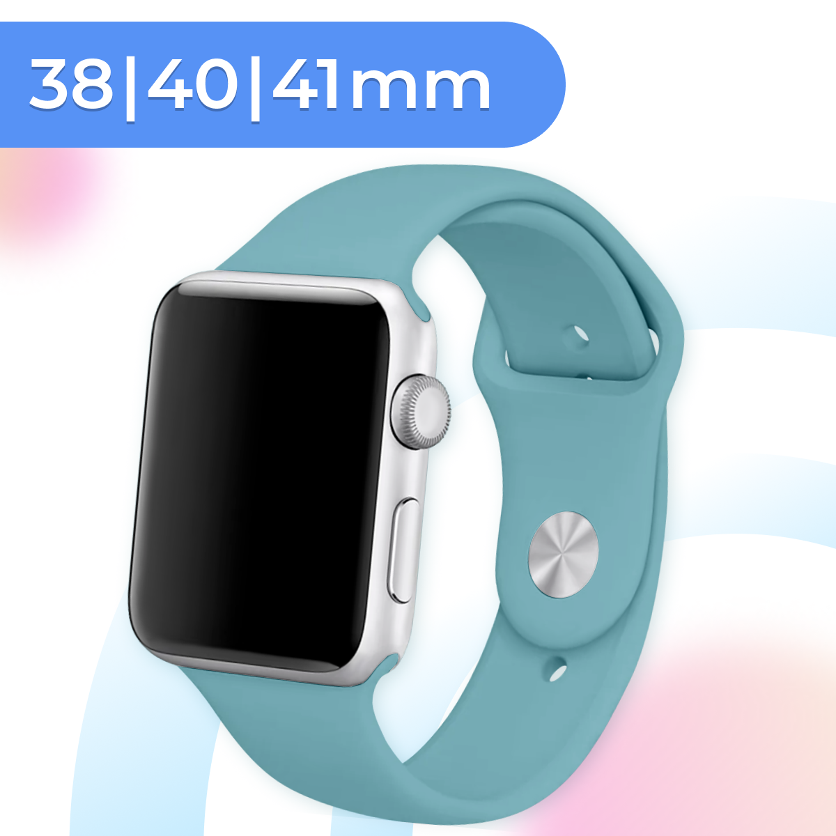 Силиконовый ремешок для умных часов Apple Watch 38-40-41 mm / 13,5 см / Сменный браслет для смарт часов Эпл Вотч 1-9, SE серии / Cactus