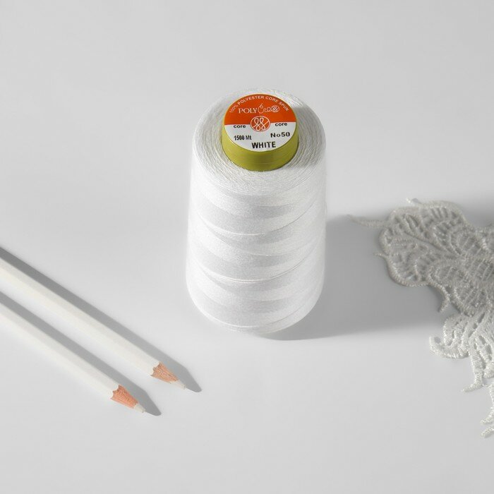 Нитки 70ЛЛ, 1500 м, белые — фото 1