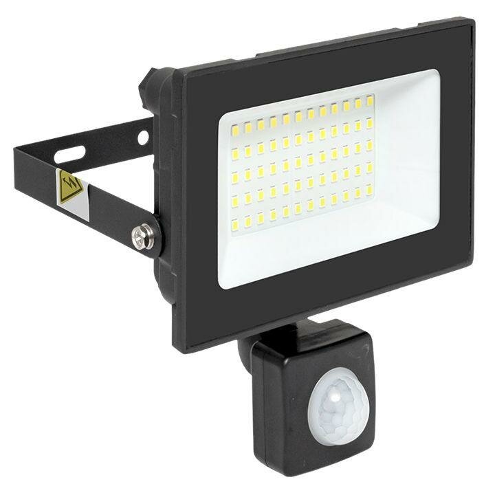 фото Прожектор светодиодный СДО-3004 50Вт 6500К IP54 с инфракрасным датчиком движения EKF FLL-3004-50D-6500