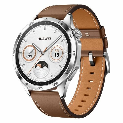 Смарт-часы Huawei Watch GT 4 Phoinix-B19L, 46мм, 1.43", серебристый / коричневый [55020bgx]