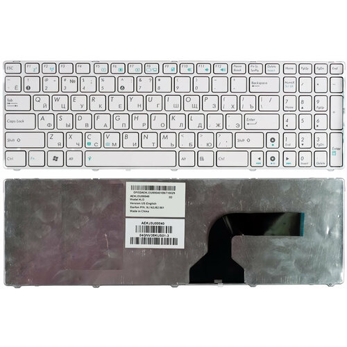 Клавиатура для Asus N53 N52 N50 N60 N61 K52 K53 G53 G72 G73 A52 Белая p/n: KJ3, NSK-UGC0R, NSK-UG60R клавиатура для asus 9z n6vsu 00r mp 10a73su 6886 nsk ugc0r