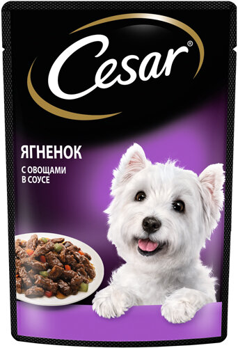 Цезарь 10222813/10226051/10242609 пауч для собак Ягненок с овощами в соусе 85г