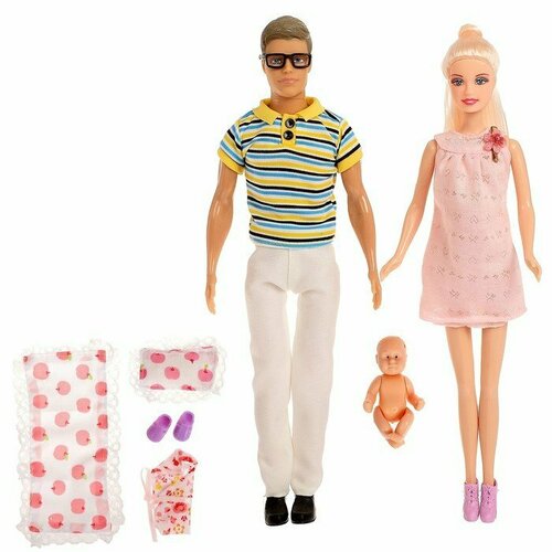 Набор кукол «Дружная семья» с аксессуарами, микс, в пакете (комплект из 2 шт) игровой набор кукл семья с аксессуарами 30 см