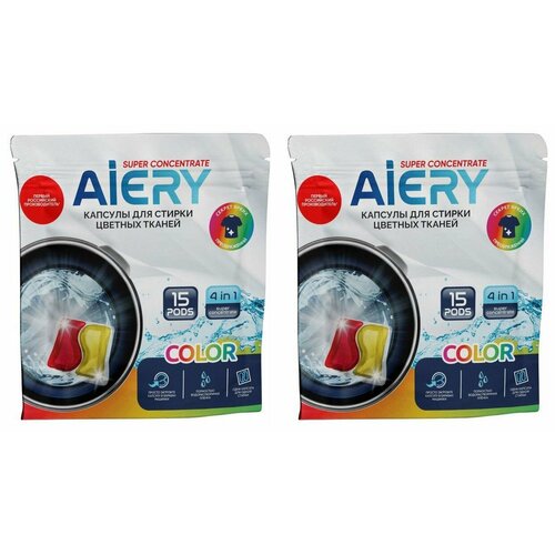 AIERY Капсулы таблетки для стирки цветного белья Сolor 15 штук 2 упаковки 1291₽