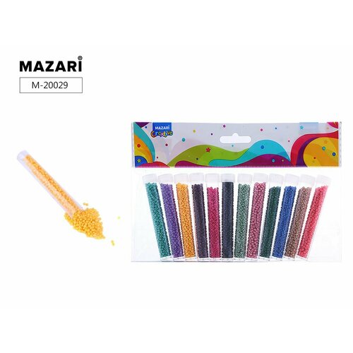 Набор бисера 12 цветов 7гр 2мм пластиковая колба 387₽