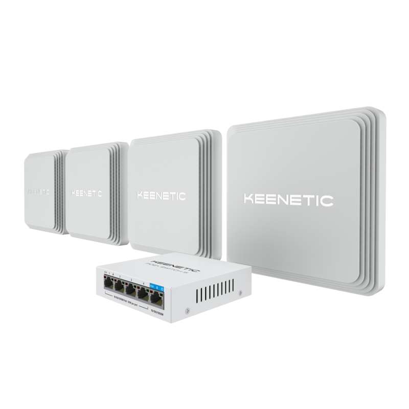 Маршрутизатор/ Набор Keenetic Orbiter Pro 4-Pack Гигабитный интернет-центр с Mesh Wi-Fi 5 AC1300, 2-портовым Smart-комм