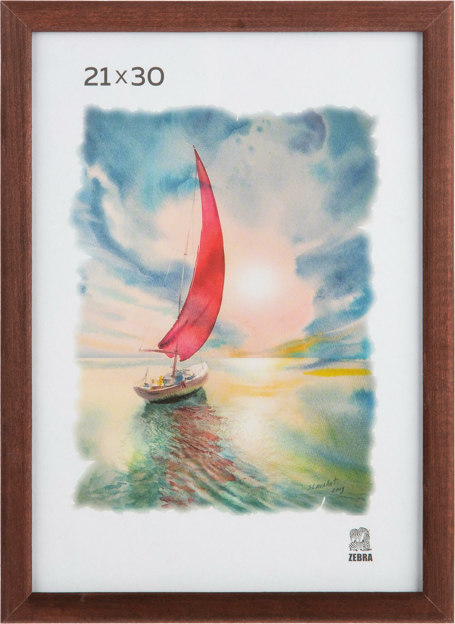 фото Рамка Зебра А4 21x30 см деревянный багет 16 мм коричневая