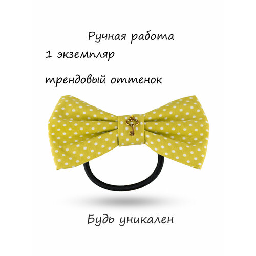 Заколка HAPPYBOWTIE ручной работы зеленого цвета в горошек