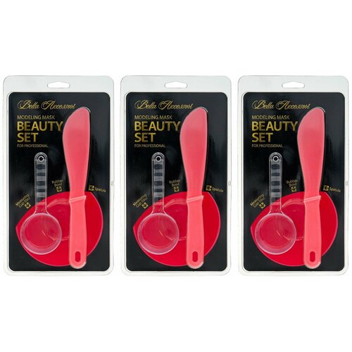 набор для альгинатных масок shary beauty set pink 74 г Anskin Набор косметических чаш Tools Bella Accesorries - Beauty Set Red, 3 уп