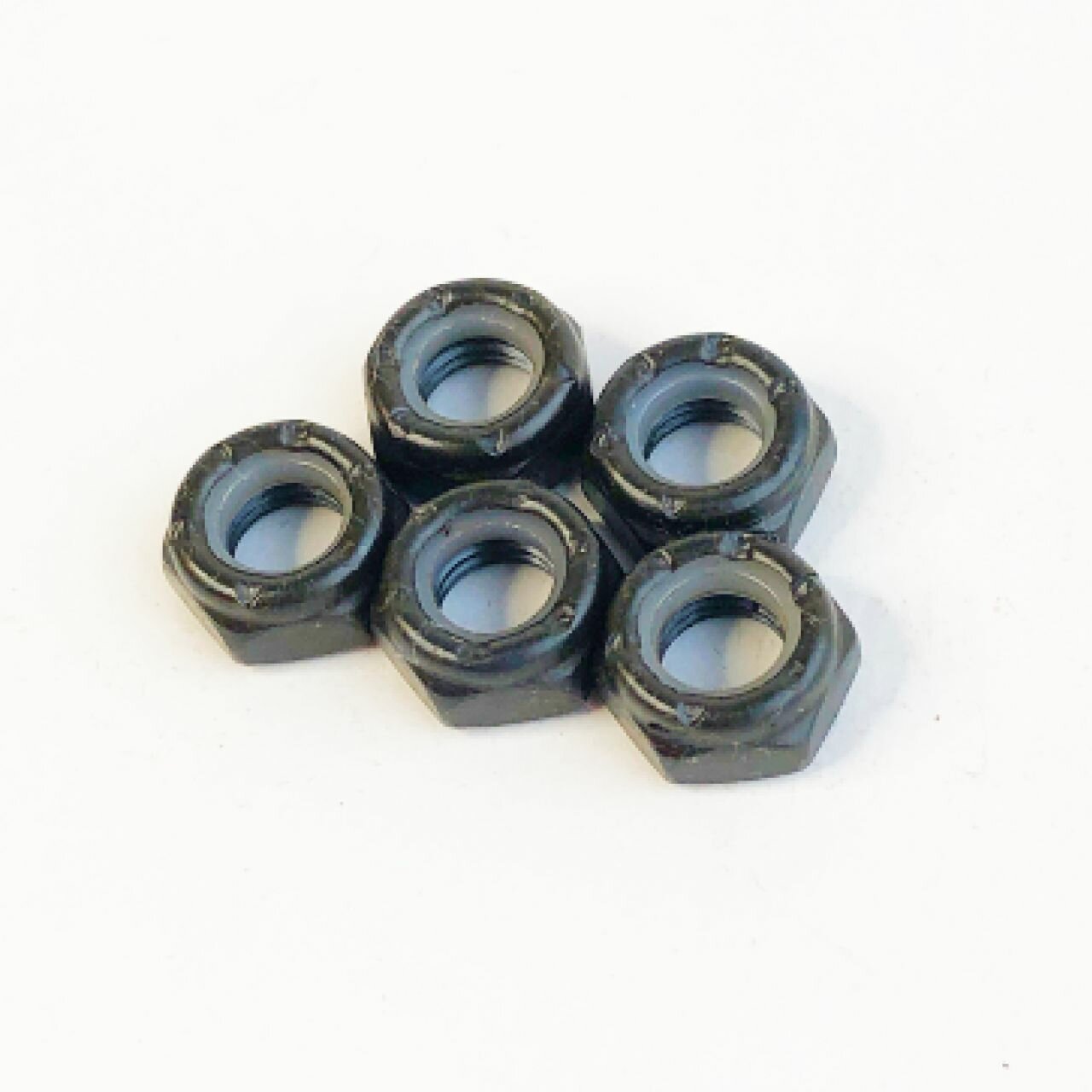 фото Гайки на ось черные (4 штуки + 1 в подарок) для скейтборда, лонгборда, круизера, пенни борда, самоката