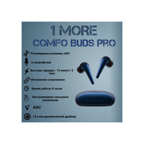 Гарнитура 1MORE ComfoBuds Pro ES901 синий 2999₽