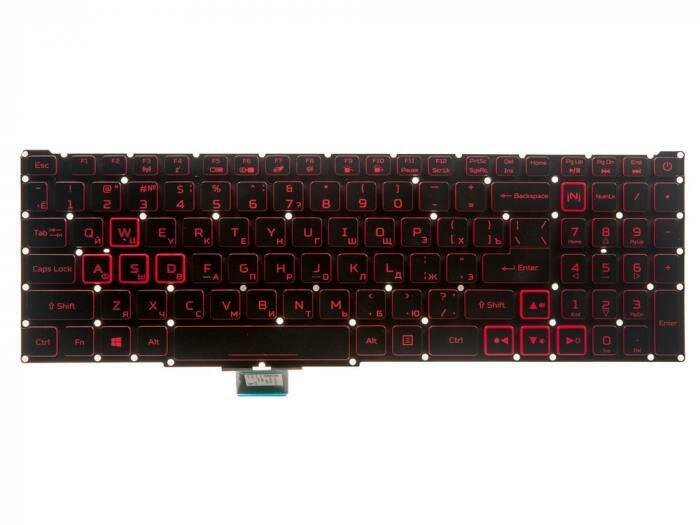 Клавиатура для ноутбука Acer Nitro 5 AN515 54, AN515-54, AN515-43, AN517-51, Nitro 7 AN715 51, AN715-51, Nitro 5 AN515-55, AN515-55-50Z3, AN517-52, AN517-52-5744 черная с красной подсветкой