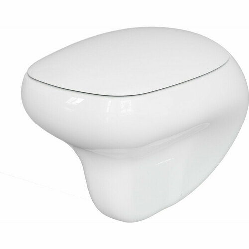 Унитаз подвесной безободковый Ambassador Diamond с толстым сиденьем-микролифт, глянцевый (123T20001R, 122T20001) белый