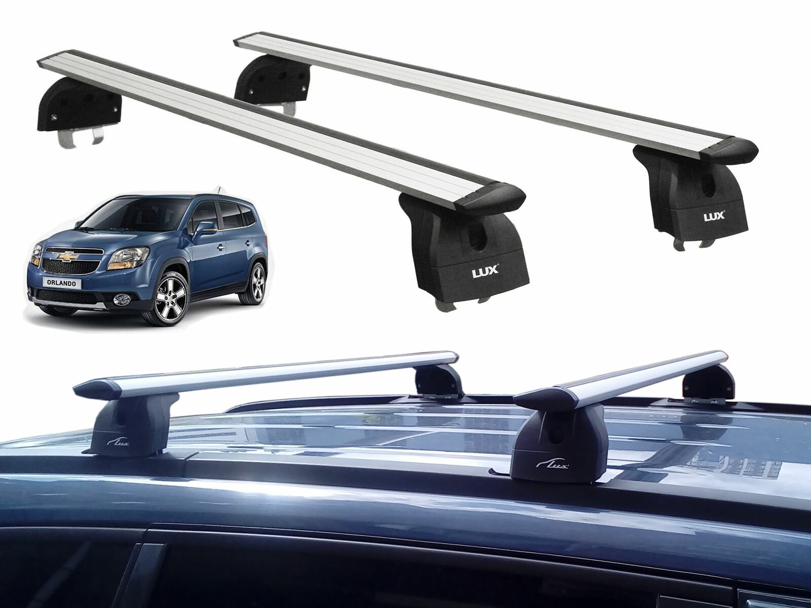 Багажник на Шевроле Орландо (Chevrolet Orlando, 2010-2015), Lux, крыловидные дуги